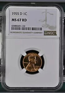 1955 D スモール セント リンカーン、小麦耳リバース NGC MS-67 RD｜WORLD RESOURCE【KING店】