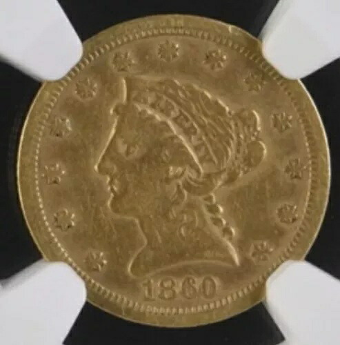 ????1860-S リバティ ヘッド ゴールド $2.50 クォーター イーグル NGC VF 詳細、低造幣????|WORLD RESOURCE【KING店】