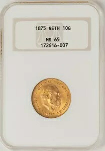 1875 オランダ 10 グルデン MS65 NGC 949150-6｜WORLD RESOURCE【KING店】