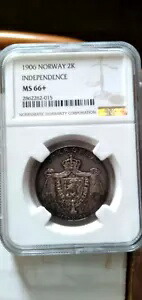 1906 ノルウェー「独立」 2K 銀貨 NGC MS 66+｜WORLD RESOURCE【KING店】