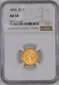 1854 リバティ ゴールド クォーター イーグル $2.50 - NGC AU58 -｜WORLD RESOURCE【KING店】
