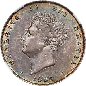 イギリス - イングランド ジョージ 4 世 1829 年 1 シリング銀貨 認定 NGC AU-58｜WORLD RESOURCE【KING店】