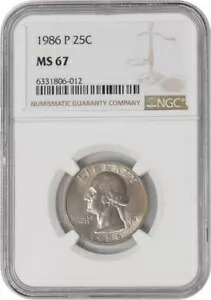 1986-P ワシントン クォーター 25c MS67 NGC 948186-1｜WORLD RESOURCE【KING店】