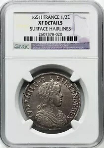 フランス 1651 L - ルイ 14 世 - 1/2 Ecu - NGC 詳細完全に強調された美しさ｜WORLD RESOURCE【KING店】