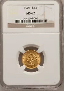 1906 リバティ ヘッド クォーター イーグル $2.5 ゴールド NGC MS62｜WORLD RESOURCE【KING店】