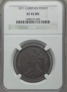イギリス ビクトリア 1871 1 ペニー コイン、希少日付、認定 NGC XF45-BN｜WORLD RESOURCE【KING店】