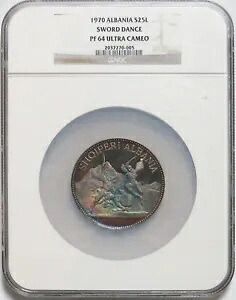 1970 シルバー アルバニア 500 鋳造 25 レケ ソード ダンス NGC プルーフ 64 UC｜WORLD RESOURCE【KING店】