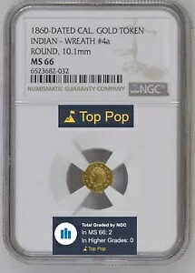 トップポップ！ 1860 カリフォルニア ゴールド インディアン - リース #4a ラウンド、10.1mm / MS66 HR.7｜WORLD RESOURCE【KING店】
