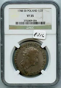 ポーランド 1788 EB 1/2T VF35 (#316)。 NGC。希少です。全グレードでグレードアップしたのはわずか3名。｜WORLD RESOURCE【KING店】