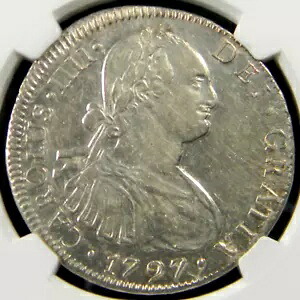 メキシコ 1797-Mo FM 8 Reales ダブル ストラク 表面 NGC AU ディテール クリーニング済み (05-20)｜WORLD RESOURCE【KING店】
