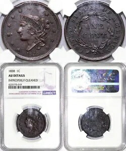 1838 1c マトロン ヘッド ラージ セント NGC AU の詳細が不適切に洗浄されている｜WORLD RESOURCE【KING店】