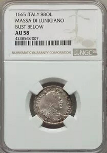 イタリア - マッサ ディ ルニジャーノ 1665 8 ボローニーニ シルバー コイン、NGC 認定 AU58｜WORLD RESOURCE【KING店】