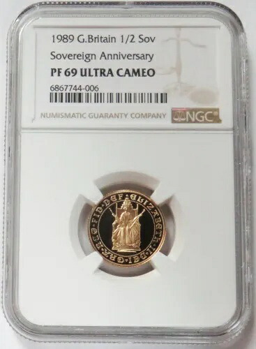 1989 ゴールド イギリス 1/2 ハーフ ソブリン NGC プルーフ 69 ウルトラ カメオ｜WORLD RESOURCE【KING店】