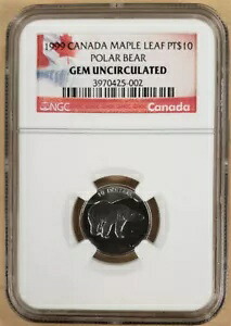1999 カナダ プラチナ メープル リーフ 1/4 オンス $10 シロクマ NGC 宝石 未流通｜WORLD RESOURCE【KING店】