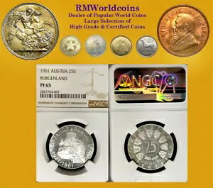 オーストリア 1961 25 シリング、優れたカメオ プルーフ、NGC PF 65、鋳造 1,000 コイン|WORLD RESOURCE【KING店】