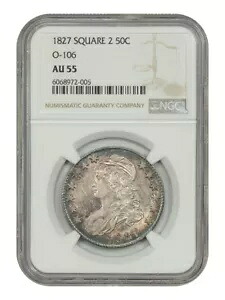 1827 50C NGC AU55 (O-106、スクエア 2) - キャップ付きバスト ハーフダラー｜WORLD RESOURCE【KING店】