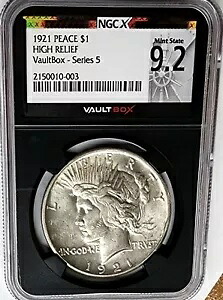 1921 年ハイレリーフ ピース シルバー ダラー 1 ドル NGCX 9.2 金庫 (NGC MS-62) キー日付|WORLD RESOURCE【KING店】