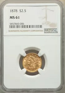 1878 リバティヘッド 2.5 ドル クォーター イーグル ゴールド NGC MS61|WORLD RESOURCE【KING店】