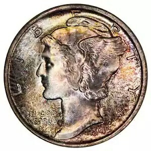 1945 S Dimes ウイングド リバティ ヘッドまたはマーキュリー NGC MS-68|WORLD RESOURCE【KING店】