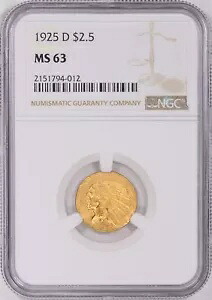 1925-D インディアン ヘッド クォーター イーグル $2.5 ゴールド NGC MS63｜WORLD RESOURCE【KING店】