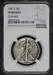 1921-S ウォーキング リバティ ハーフダラー NGC VF ディテール クリーニング済み｜WORLD RESOURCE【KING店】