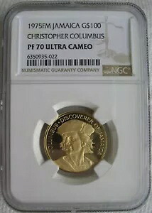 ジャマイカ 1975-FM ゴールド 100 ドル NGC PF-70 Ult.カメオ クリストファー・コロンバス｜WORLD RESOURCE【KING店】