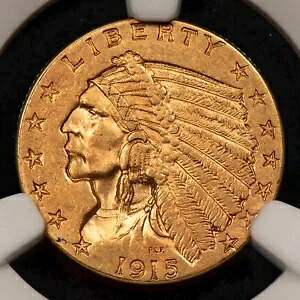1915 G$2.50 インディアン ヘッド ゴールド クォーター イーグル - 派手な光沢 - NGC MS 61 - G2958｜WORLD RESOURCE【KING店】