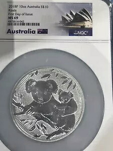 2018P 10 オンス オーストラリア S$10 コアラ 発行初日 MS69 NGC ショーケース｜WORLD RESOURCE【KING店】