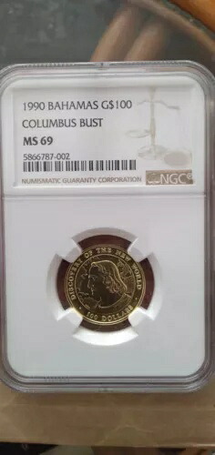 バハマ 1990年 「コロンブス胸像」 100ドル金貨 NGC MS 69|WORLD RESOURCE【KING店】