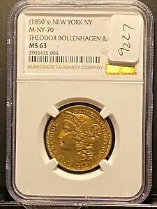 #A9227、Token NGC MS63 1850 NY-70 Theodore Bollenhagen & Co. 2 つだけ上位グレード｜WORLD RESOURCE【KING店】 249,975円