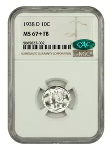 1938-D 10C NGC/CAC MS67+FB - マーキュリー ダイム｜WORLD RESOURCE【KING店】