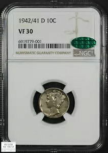 1942/1 D オーバーデイト マーキュリー シルバー ダイム 10C NGC VF 30 CAC｜WORLD RESOURCE【KING店】