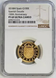 2018 M ゴールド スペイン 100 ユーロ スペイン エスクード 150 周年記念 NGC PF 69 UC｜WORLD RESOURCE【KING店】