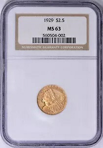 1929 インディアン ヘッド クォーター イーグル $2.5 ゴールド NGC MS63｜WORLD RESOURCE【KING店】