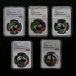 1997-1998 中国 10 元 1 オンス + 5 元 1/2 オンス カラー パンダ銀貨 NGC PF69｜WORLD RESOURCE【KING店】
