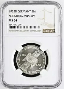 J 388 5 マーク ドイツ博物館 1952 年 D NGC MS 64 KM020-