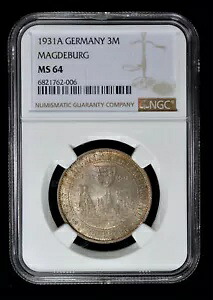 NGC MS64 1931 ドイツ ワイマール マクデブルク シルバー 3 マーク - MS トーンのシティビュー レア｜WORLD RESOURCE【KING店】