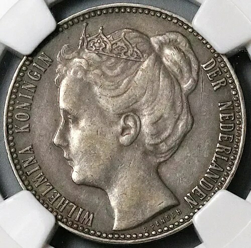 1906 NGC XF 40 オランダ 1 グルデン ヴィルヘルミナ レア 銀貨 (23031701C)｜WORLD RESOURCE【KING店】