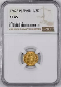 1742S PJ スペイン ゴールド ハーフ エスクード 1/2E - NGC XF45 -｜WORLD RESOURCE【KING店】