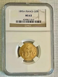 フランス 1895A 20 フラン ゴールド NGC MS63 Sku# 4336｜WORLD RESOURCE【KING店】