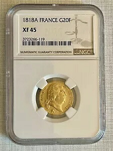 フランス 1818-A ルイ 18 世 20 フラン ゴールド NGC XF45 SKU# 4151｜WORLD RESOURCE【KING店】