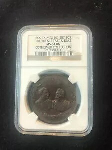 1909 年タフト＆ディアス大統領会議メダル、ソーコール ドル HK-387 グレード MS64 BN｜WORLD RESOURCE【KING店】