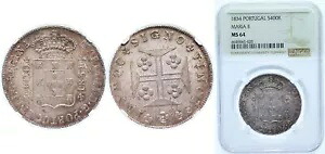 ポルトガル 1834 1 クルザド シルバー 916 NGC MS 64｜WORLD RESOURCE【KING店】