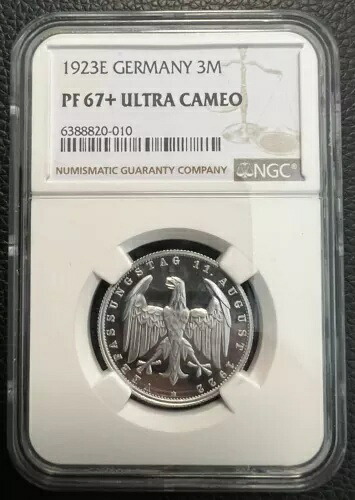 コイン 3 マーク 1923 E NGC PF 67+ ウルトラ カメオ プルーフ 極上品 ライプツィヒ-｜WORLD RESOURCE【KING店】
