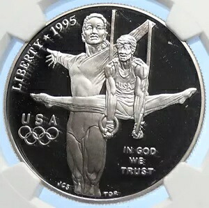 1995P アメリカ オリンピック アトランタ 体操 プルーフ シルバー $ コイン NGC i106247｜WORLD RESOURCE【KING店】