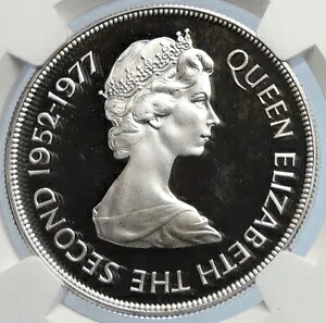 1977 トリスタン ダ クーニャ エリザベス 2 世 ジュビリー プルーフ シルバー 25 ペンス コイン NGC i105841|WORLD RESOURCE【KING店】