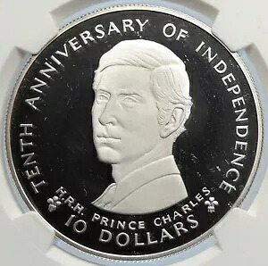 1980 フィジー イギリス エリザベス 2 世 独立 チャールズ プルーフ シルバー $10 コイン NGC i105776｜WORLD RESOURCE【KING店】