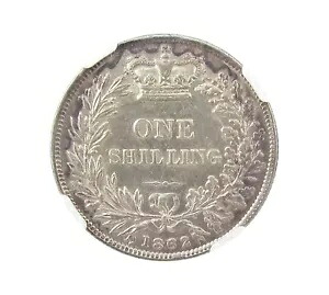 ビクトリア 1862 シルバー ヤングヘッド シリング - NGC AU58