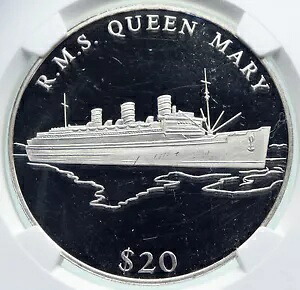 2000 リベリアクルーズ船 R.M.S.クイーンメリー ボート プルーフ シルバー $20 NGC コイン i86672|WORLD RESOURCE【KING店】