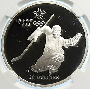 1986 カナダ 1988 カルガリー オリンピック ホッケー NGC プルーフ シルバー $20 コイン i106457｜WORLD RESOURCE【KING店】